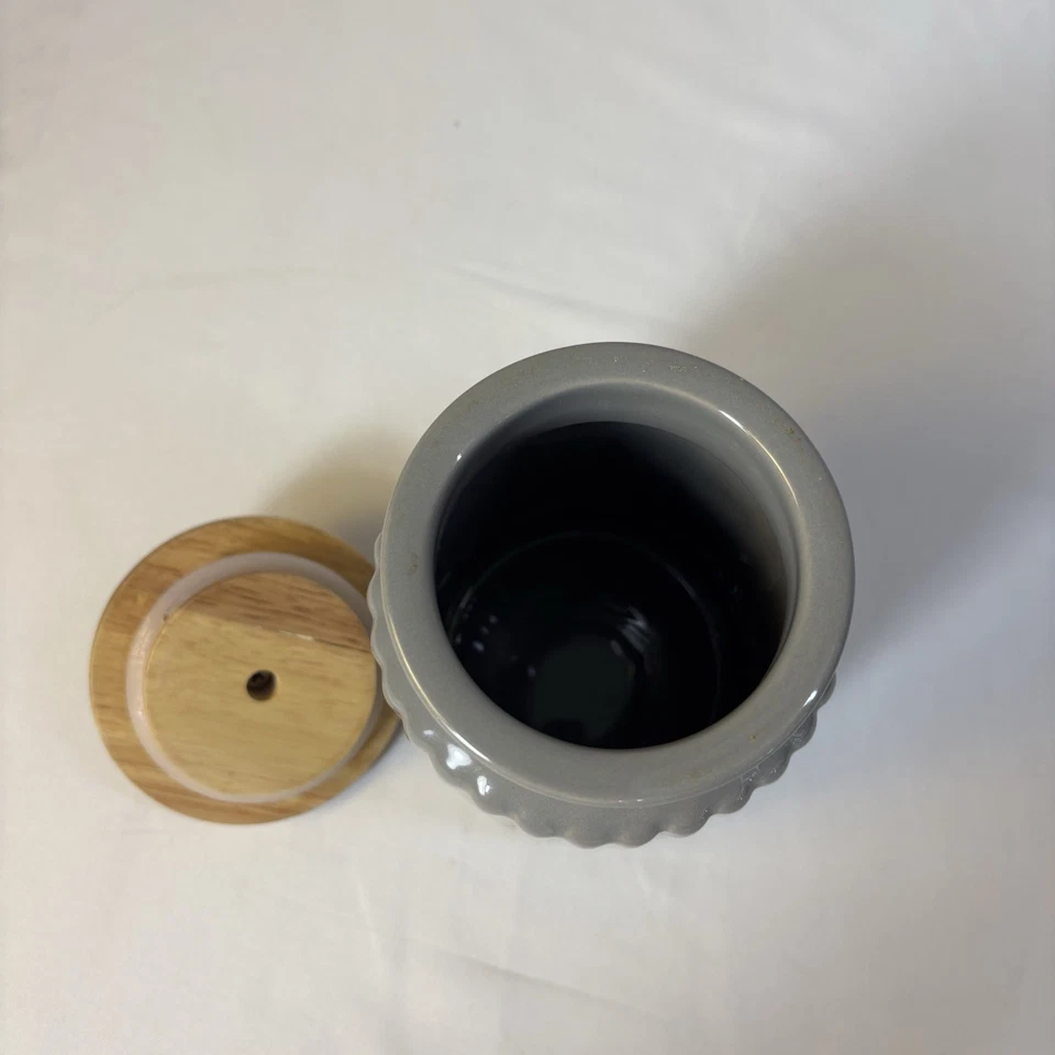 "Contenedor de gres umbral 7"" cocina baño bote tapa madera gris 7x4" Foto 3 de 4