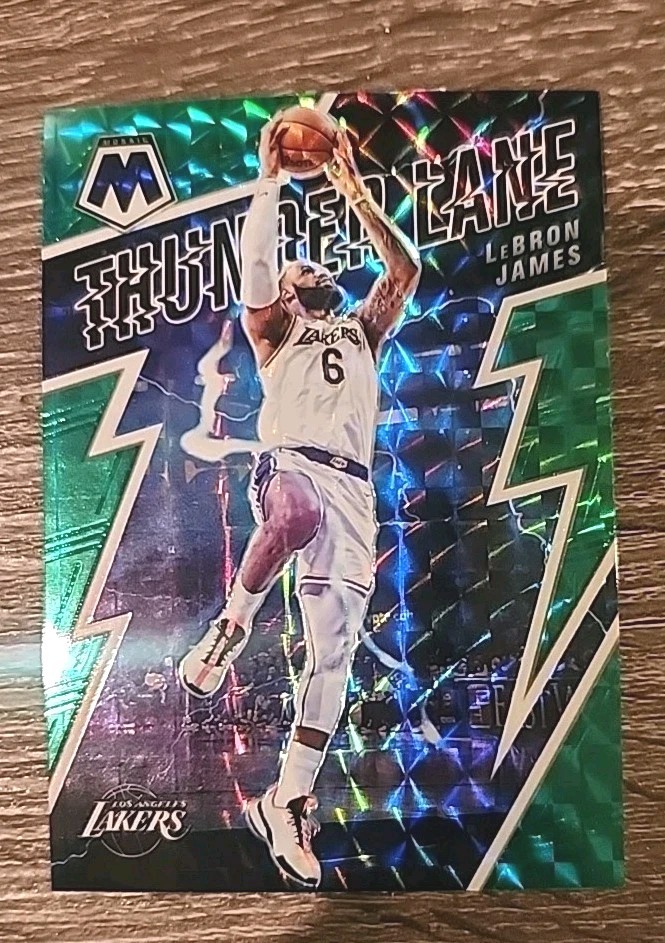 2021-22 Panini Mosaic - Thunder Lane LeBron James #6 Green Mosaic Prizm
