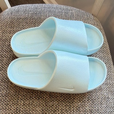 Nike Calm Slides Light Blue Rubber Slip-On Sandals Logo Unisex US 8 M