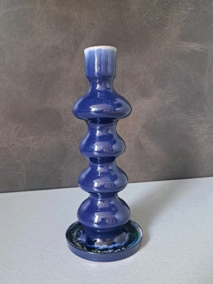 Kerzenhalter- Jürgel-Keramik Handarbeit Elstra DDR kobaltblau Kerzenständer 21cm