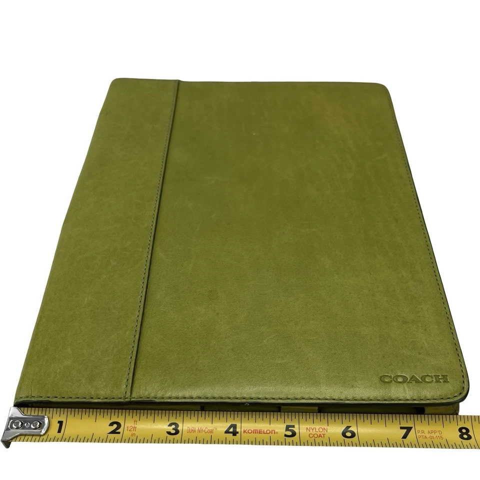 Coach Green Leather iPad Folio Case 10.5” Tablet Sleeve Preppy Minimalist - Image 3 of 4