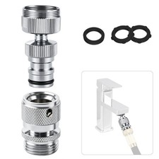 Swivel Faucet to Garden Hose Adapter Kit, Multi-Thread Solid Brass Quick Conn...
