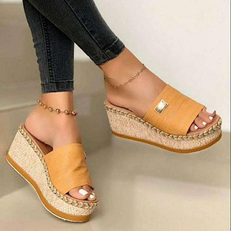 PANTOFOLA D’ORO Sandali donna punta aperta zeppa tacco alto ciabatte spiaggia plateau scarpe slip on