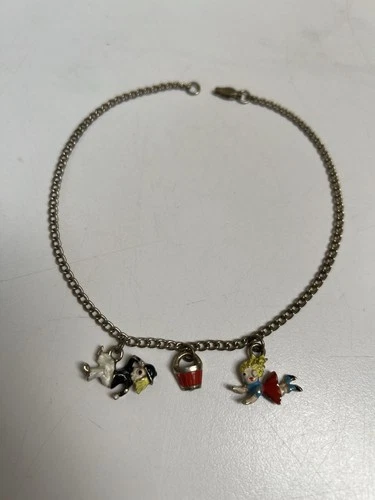 60’s Jack and Jill Bracelet Or Necklace Silver Tone Vintage Costume Jewelry