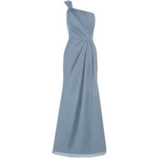Azazie Carissa Bridesmaid Dress Chiffon One Shoulder Side Knot Dusty Blue A4