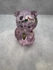 Vintage Fenton Pink Clear Glass Bear Signed 3"