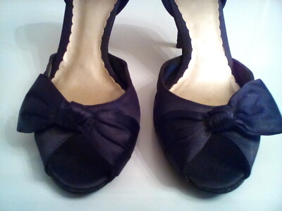 Chaussures à Talons Fioni Noir Effet Soie - Pointure 7 Medium, Bout Ouvert, Occasion