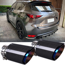 2PCS 2.5" In 3.5" Out Carbon Fiber Muffler Exhaust Tip For Mazda 2 3 6 CX-5 MX-5