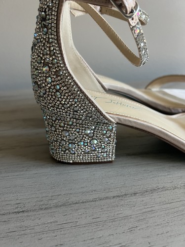 Betsey Johnson Rhinestone Block Heel “Mari” Sz 12 Champagne - Picture 5 of 11
