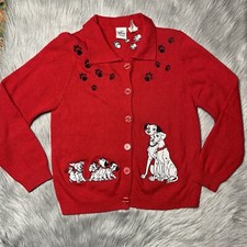 Vintage Women  s 90s Disney Store Red 101 Dalmatians Cardigan Sweater