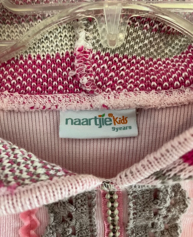 Vestido com capuz NAARTJIE manga longa rosa multi malha crochê ilha justa-tamanho 9 novo sem etiquetas - Imagem 4 de 4