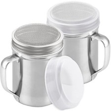 Powdered Sugar Shaker Duster W/ Handle, Fine Mesh Dredge, 6 ounce, pack of 2