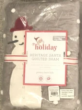 NEW Pottery Barn Kids Heritage Santa Quilted Euro Sham, Christmas, Holiday