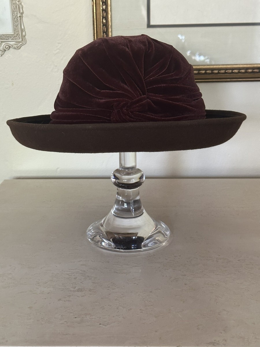 Vintage KOKIN New York 100% Wool and Velvet Brown Hat  display picture 3
