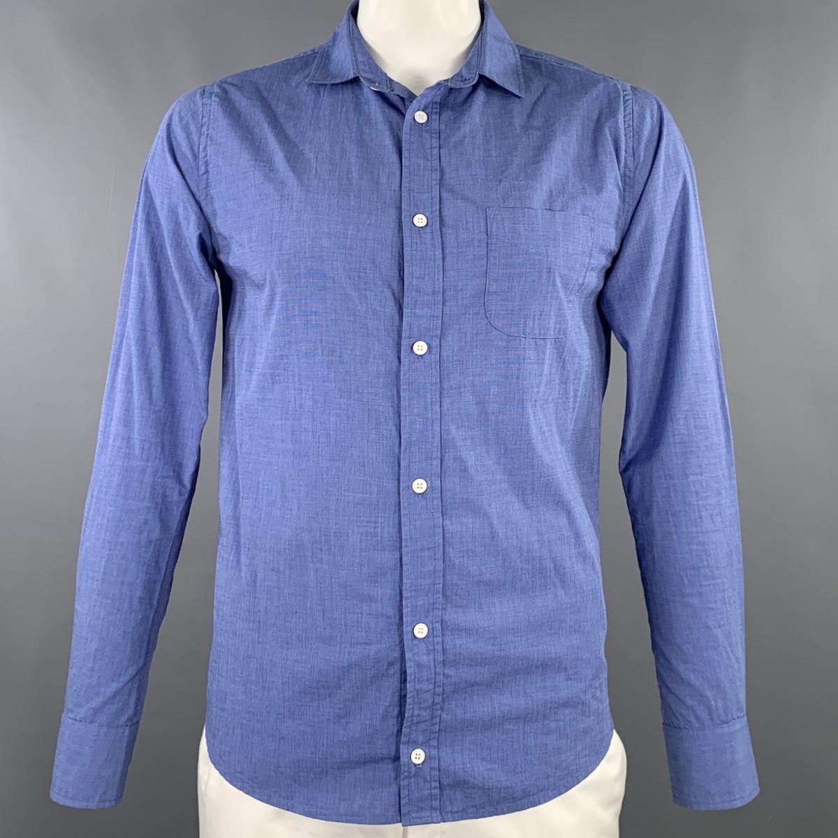 BAND OF OUTSIDERS Size L Blue One Pocket Long Sleeve Shirt | eBay