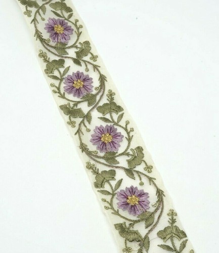 Captivate with Elegance Embroidered Chiffon Lace Trim for Sarees Wedding & More - Picture 31 of 68