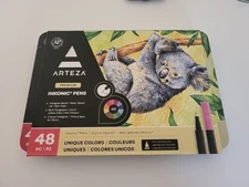 Arteza Inkonic Pen Set, 0.4 mm Tips, Set of 48 Colours, Water-Based NEW SEALED