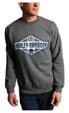 Harley-Davidson Men's Drifter Skull Pullover Fleece Sweatshirt - Charcoal Gray