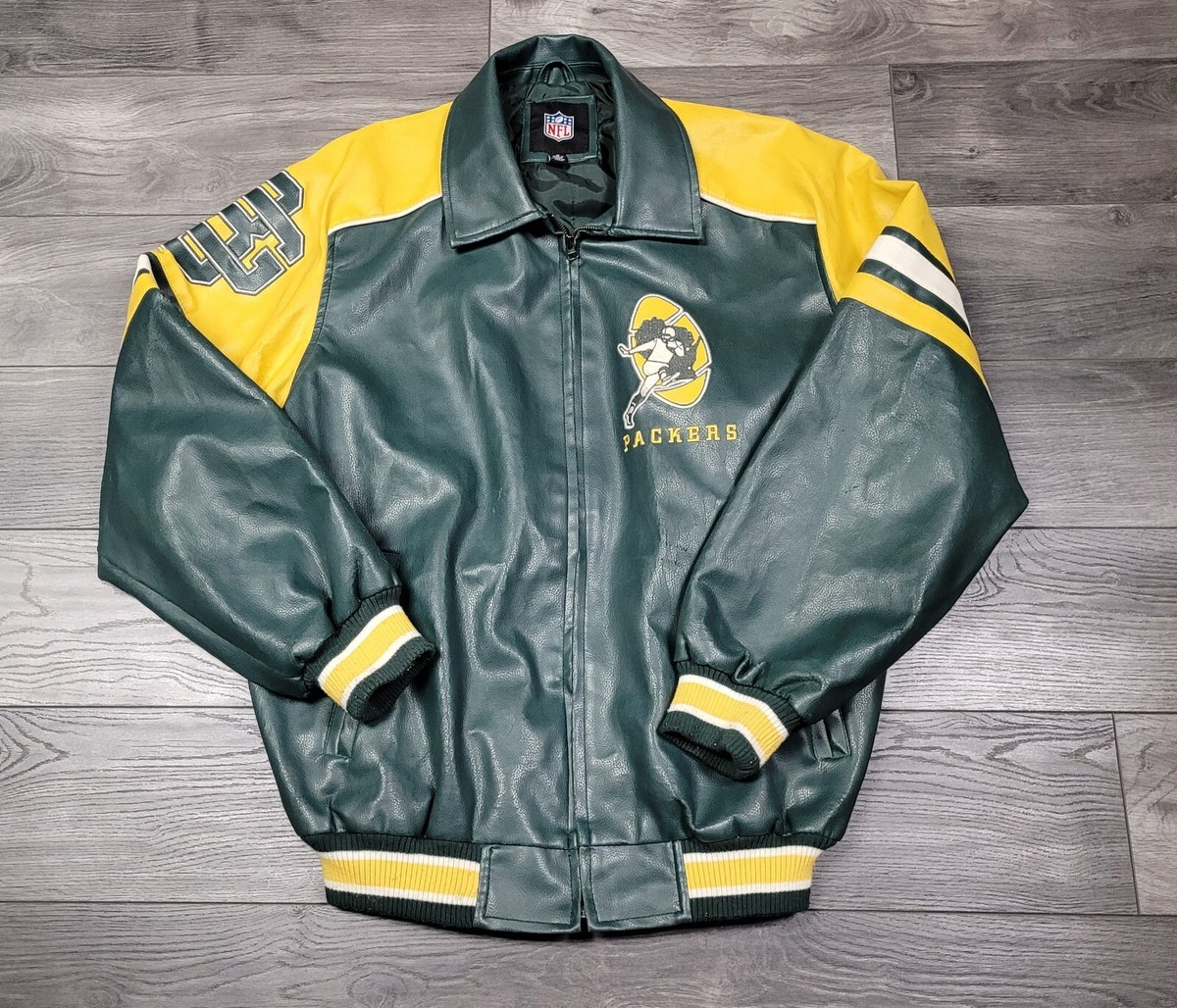 希少✨90s NFL GREEN BAY PACKERS 本革　レザージャケット NFL Green Bay Packers Leather Jacket Classic/Throwback Logo Size M