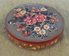 Alte Dose , Blechdose , Keksdose , Bahlsen 50537 - Blumen , rund 20 cm H 4,5 cm