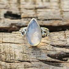 RAINBOW MOONSTONE NATURAL GEMSTONE RING 925 STERLING SILVER JEWELRY RING 3 TO 12