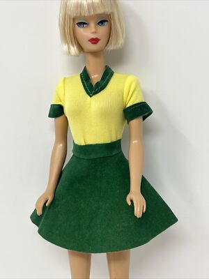 Vintage Barbie Clone Doll Clothes Mod Outfit Yellow BODYSUIT