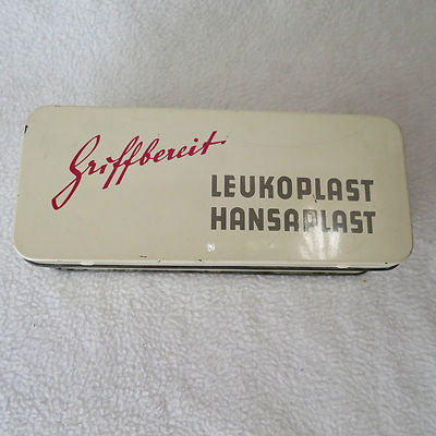 alte Blechdose Dose Hansaplast Leukoplast Taschendose Pflasterdose Beiersdorf 