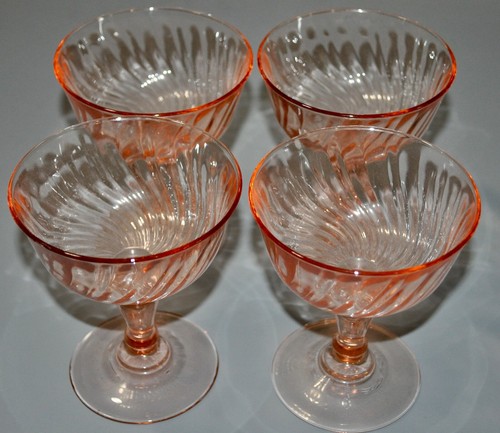 Arcoroc Pink Swirl Glass Rosaline Sherbert Dessert Bowls Lot Of 4 Made In France Ebay