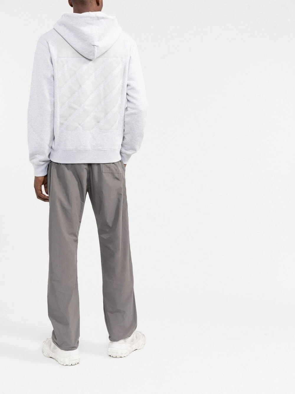 OFF WHITE Felpa con cappuccio in gomma con logo grigio sporco taglia XS vestibilità rilassata