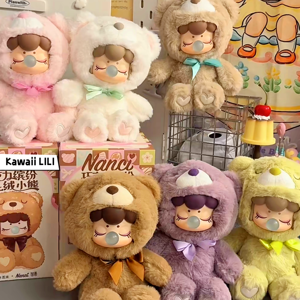 Rolife Nanci Chocolate Colorful Plush Bear Series Confirmed Blind Box Figure Toy