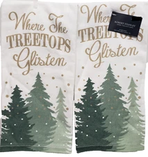 Set of 2 Same Kitchen Towels (16"x26") TREES, WHERE THE TREETOPS GLISTEN, Ritz