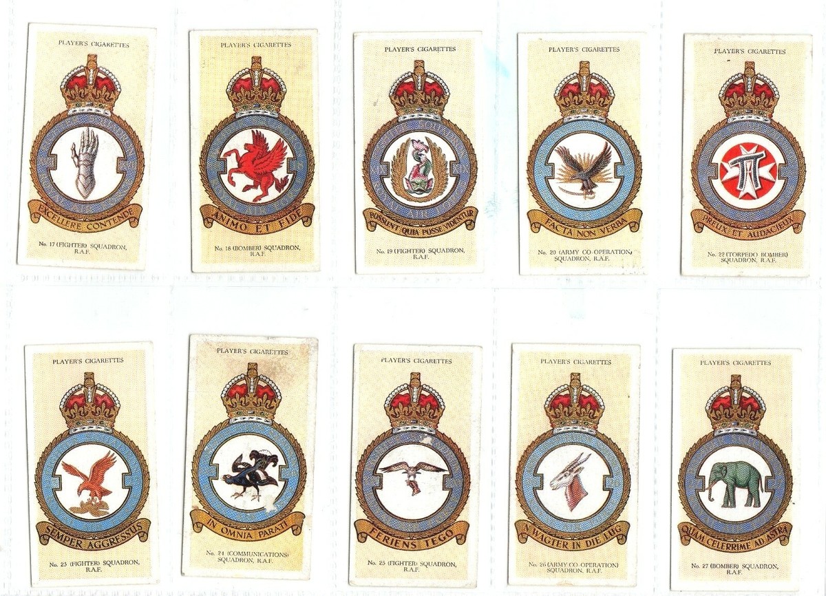 1937 RAF Badges Royal Air Force Insignia Players Tobacco Set cards moto  backs