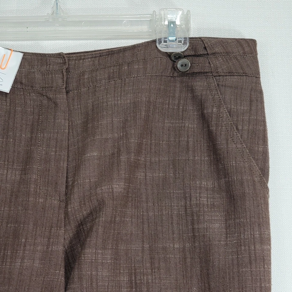 Новые направления коричневый платье брюки размер 12 плоский передний 31 внутренний шов прямые штанины кнопки - Изображение 2 из 4