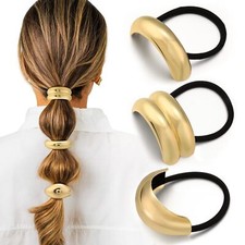 3 PCS Gold Hair Ties Elegant Durable Metal Hair Ties 3 Styles Box Holiday Gift