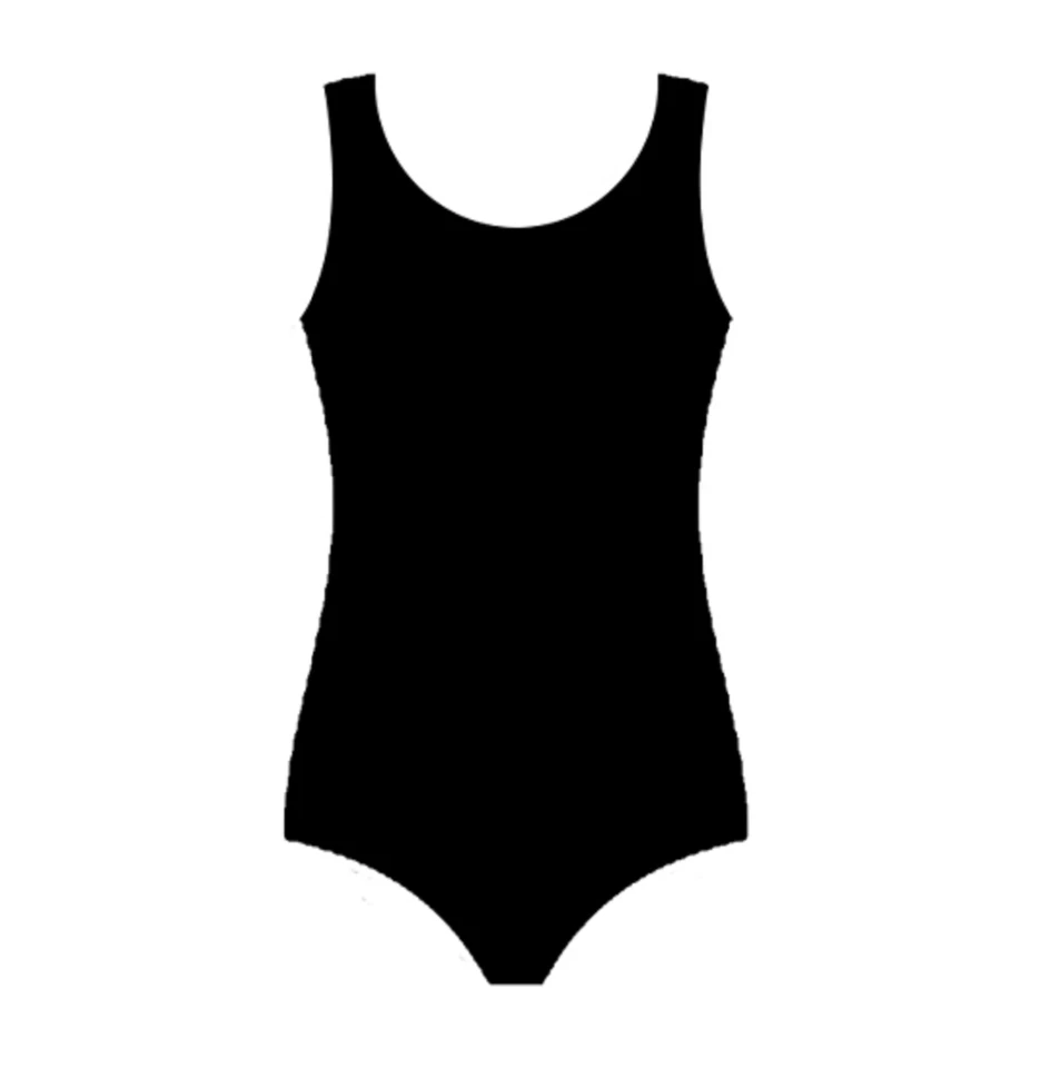 Girls Children's Plain Black Sleeveless Leotard Cotton Rich Dance Wear Bodysuit