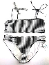 Splendid Girl  s Size 16 White/Black Striped Bikini Swimsuit Set