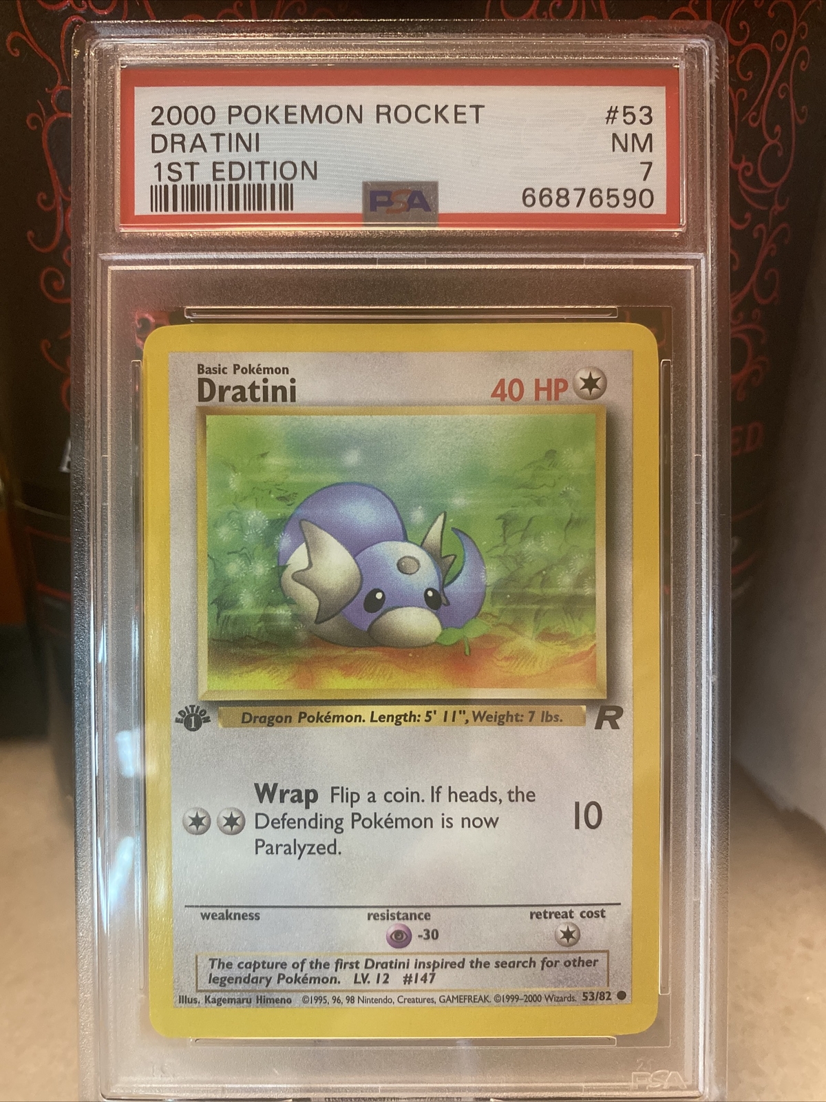 2000 Pokemon Rocket 1st Edition #53 Dratini Graded PSA 7 NM