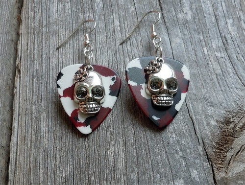 Sugar Skull Charm Guitar Pick Earrings with Surgical Steel Earwires - Picture 11 of 26