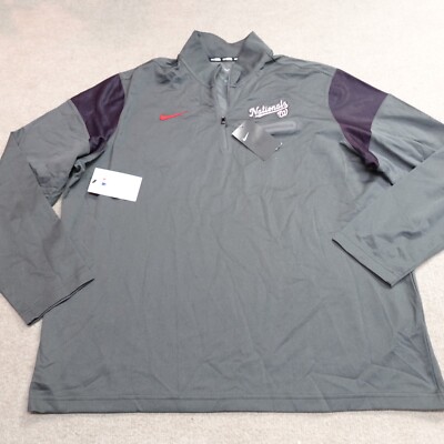 Washington Nationals Sweater 2XL Gray 1/4 Zip Embroidered NEW