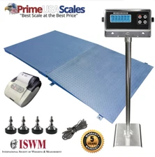 OP-916 Floor Scale 4x4 with Ramp Stand & Printer 3,000 lb 5 Year Warranty