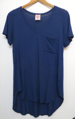 Freeloader Shirt Womens Medium Blue Relaxed Short Sleeve V Neck Lightweight Tee