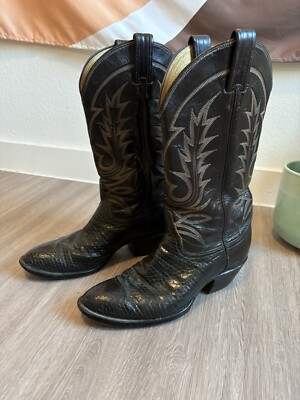 Tony Lama Western-Style Cowboy Boots Black Leather Men\'s Size 12 D (US) TONY LAMA Black Leather Cowboy Western Boots Mens Size 12 D  main image 4