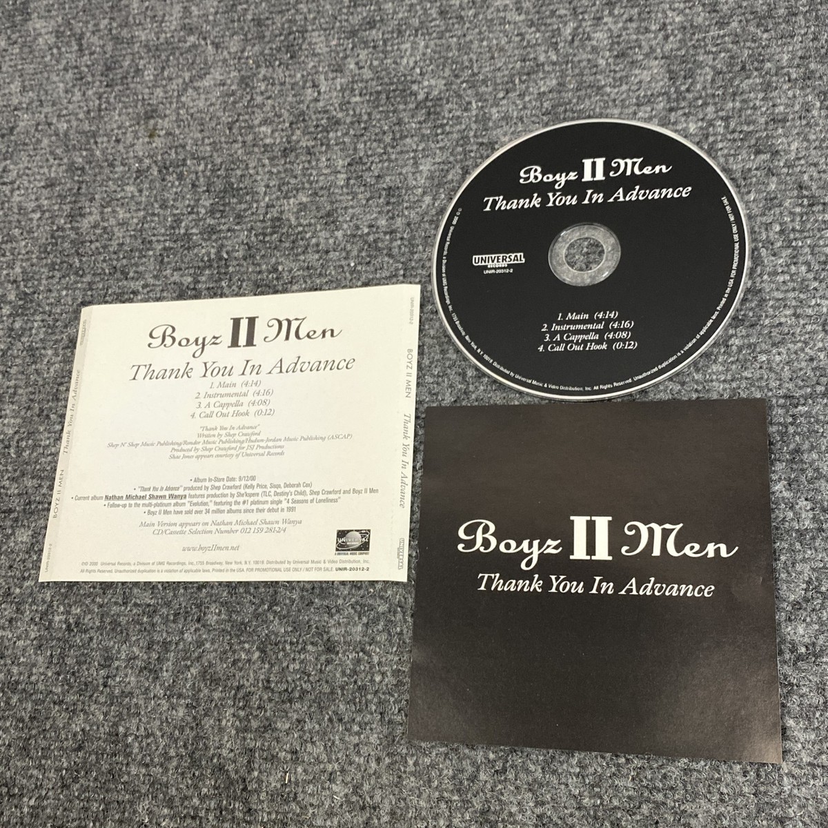 Boyz II Men Thank You In Advance Promo CD Single 2000 R&B FreeShip