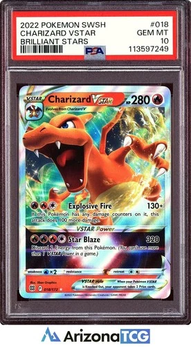 Pokemon 2022 Charizard VSTAR 018/172 Brilliant Stars GEM MINT PSA 10