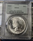 1922 P Peace Silver Dollar $1 PCGS MS-64 OGH Great Luster