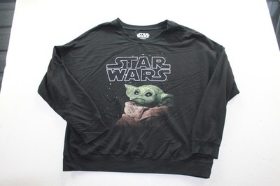 Star Wars Sweatshirt Mens 2XL Black Pullover Baby Yoda Child Crewneck Graphic