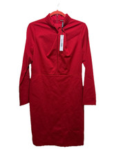 Elie Tahari Twist Neck Dress Womens 10 Red Long Sleeve Sheath Formal NWT
