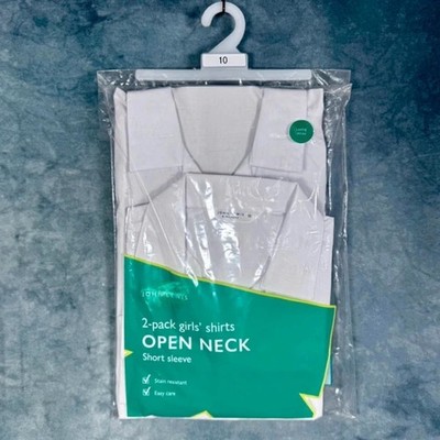 John Lewis Mädchen Schulblusen 2er-Pack weiß Kurzarm Alter 10 neu mit Etikett Uniform