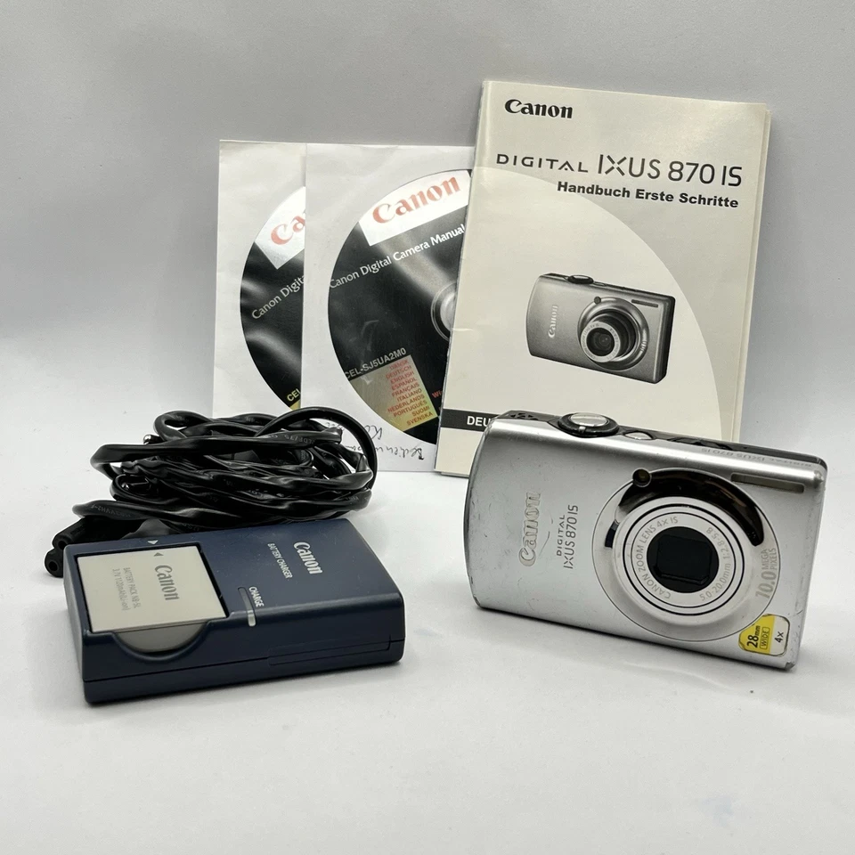 Getestet ✅ I Canon Ixus 870 IS Digitalkamera 10.0 MP Kompaktkamera Silber Y2K - Bild 1 von 4