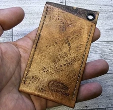 Leather EDC pocket knife slip pouch case sheath fits 4.5 inches folding knives